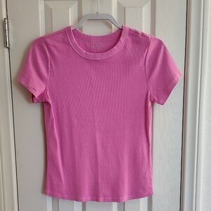 Old Navy Vibrant Pink Ribbed Short Sleeve Tee Size M